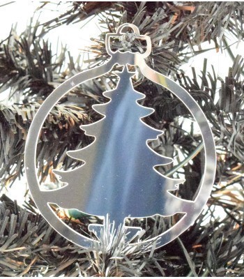 Laser Cut Mirrored Acrylic Christmas Tree Bauble  - 100mm Size